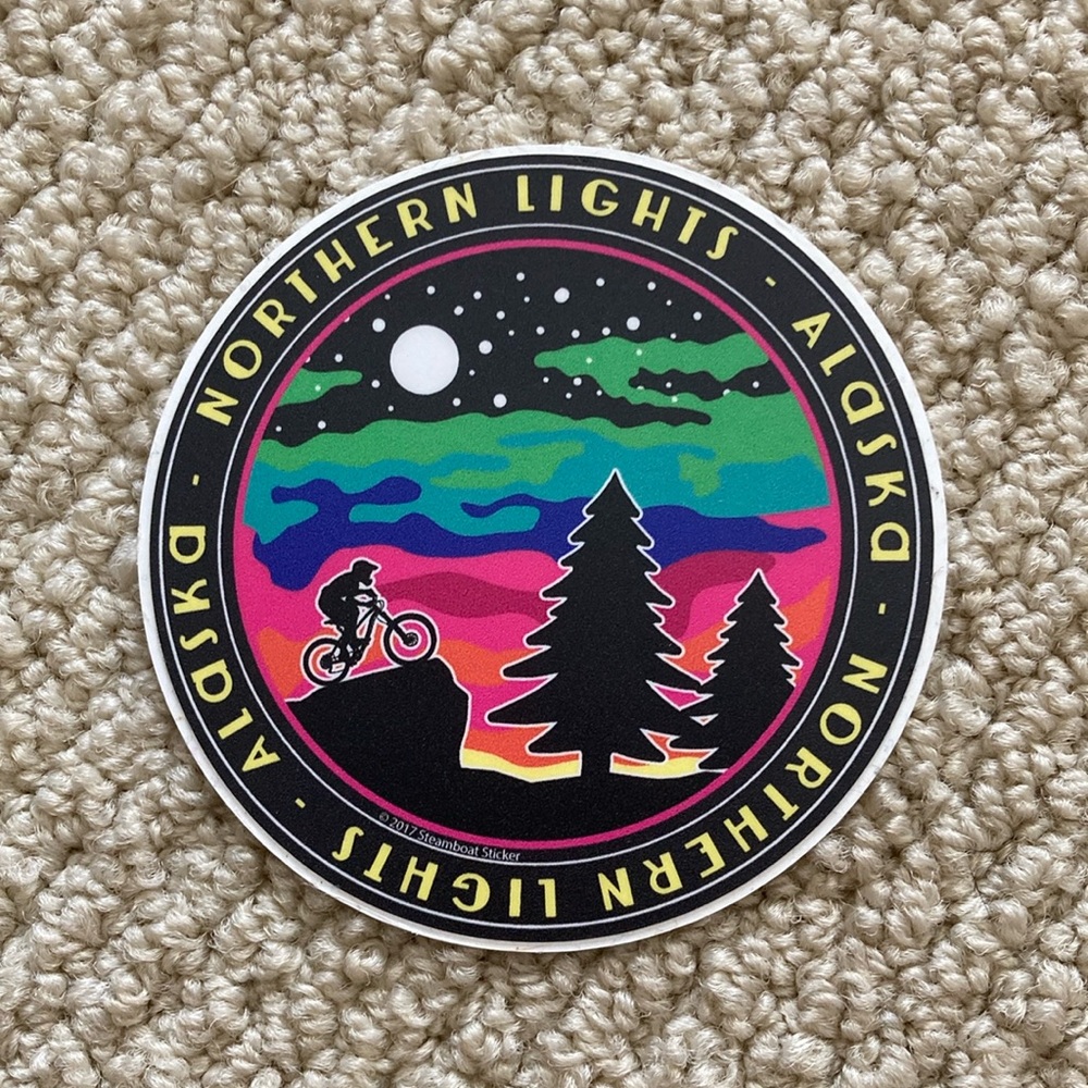 Alaska Northern Lights The Last Frontier Wild Sticker Souvenir Colorful Biking